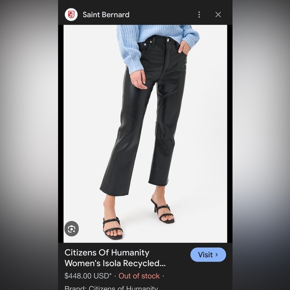 CITIZENS OF HUMANITY • Isola recycled leather crop bootcut pant - black - 26 - Picture 6 of 12